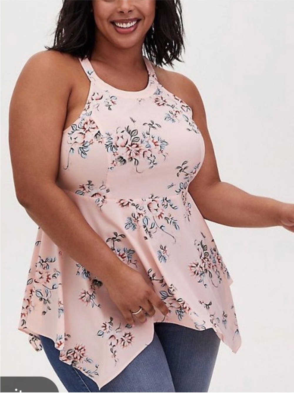 NET Torrid Pink Floral Halter Top Challis Goddess
